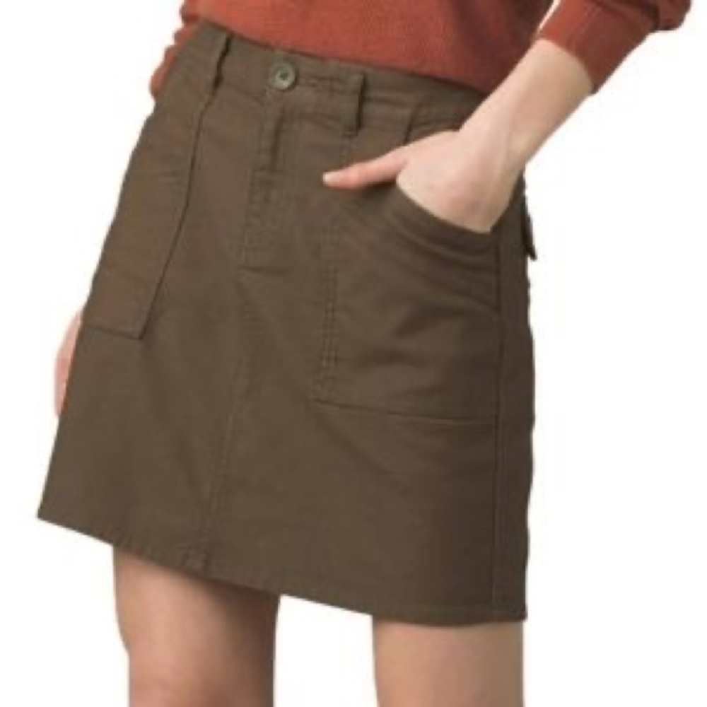 Prana Nikit Mini Skirt Slate Green Organic Cotton Utility Size 2